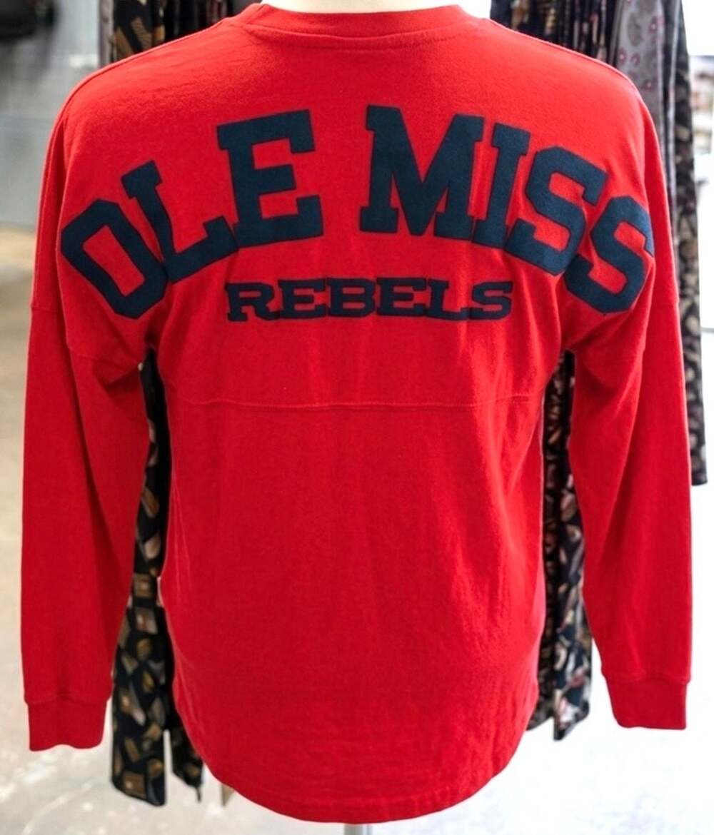 Pressbox Ole Miss Rebels Ladies Oversized Long Sleeve Spirit Jersey Shirt